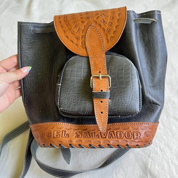 Handbags - Vintage El Salvador Leather Backpack
